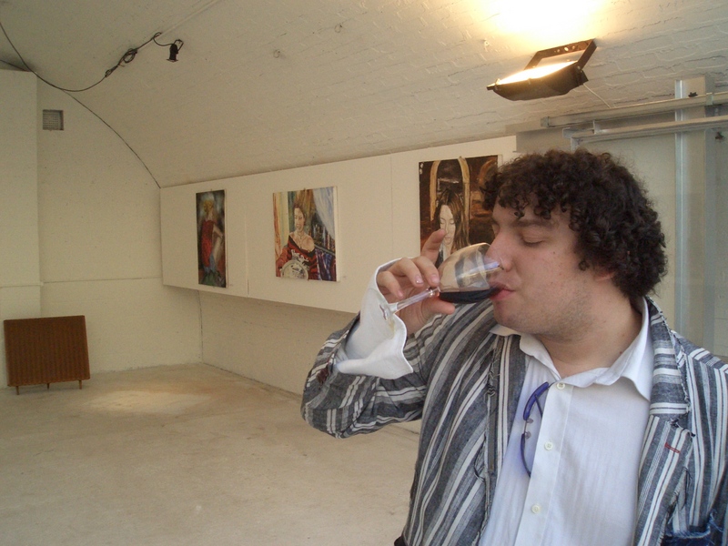 Artist in his gallery