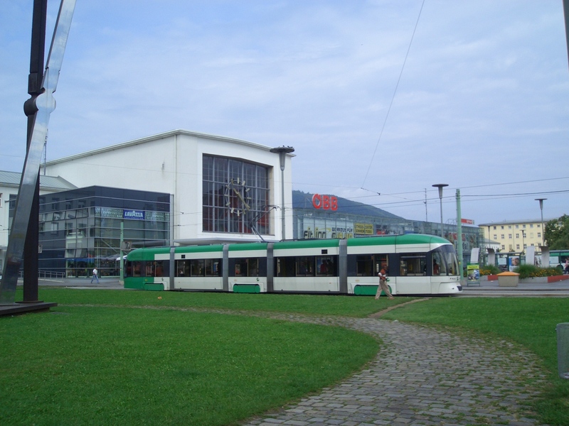 Front of Graz Stn, and tram
