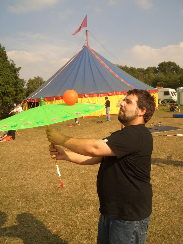 Matt with a parasol and ball