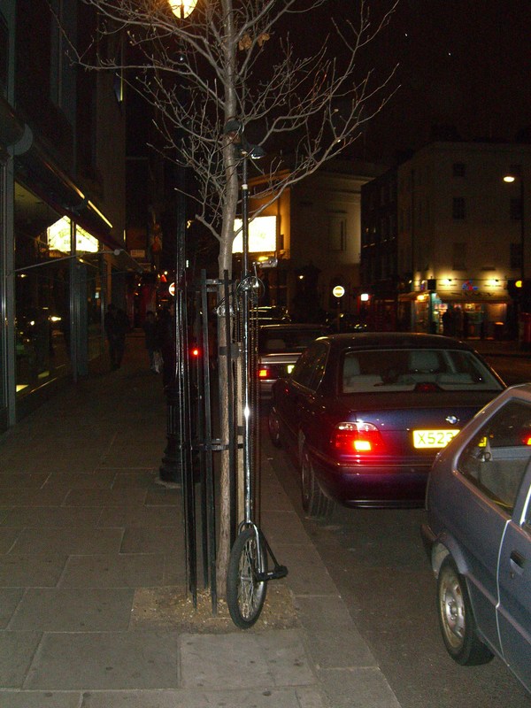 Unicycle chained to a tree (Covent Garden)