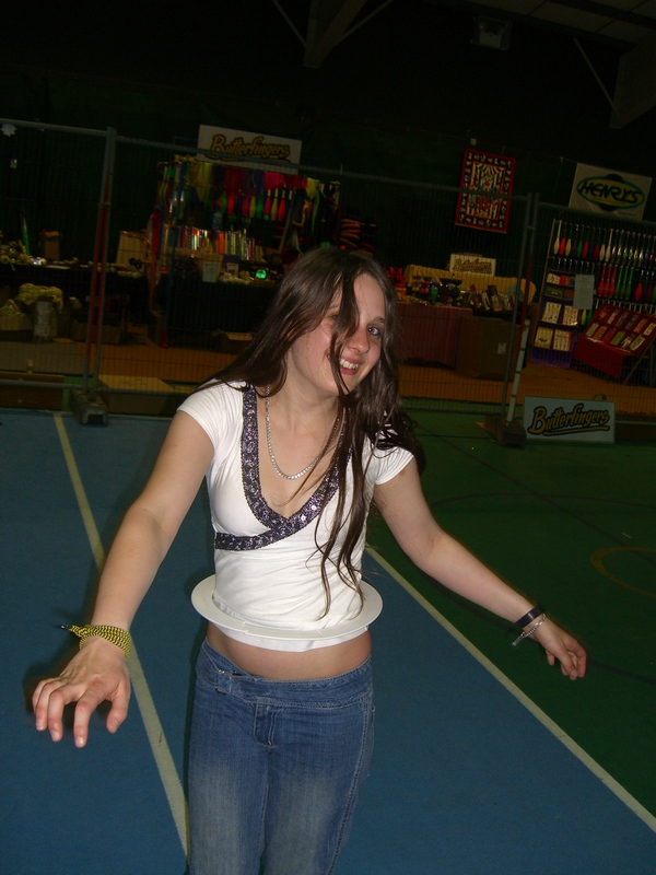 Rachel inside a juggling ring