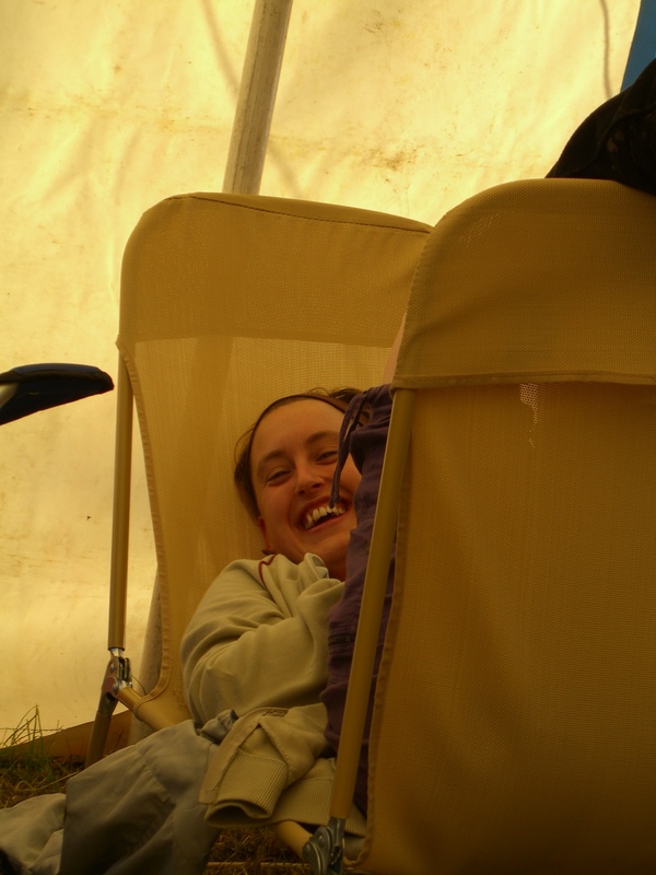 Hayley folded in the folding chair