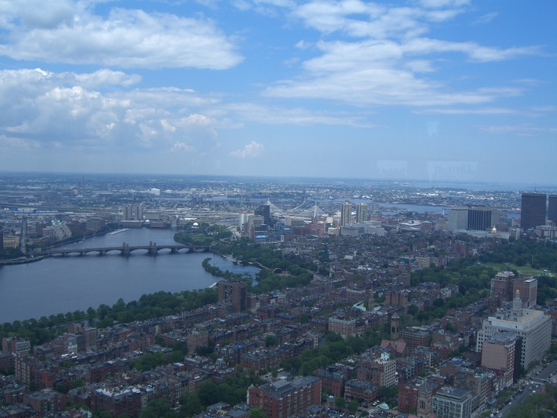 Charles River and North End from Top of the Hub