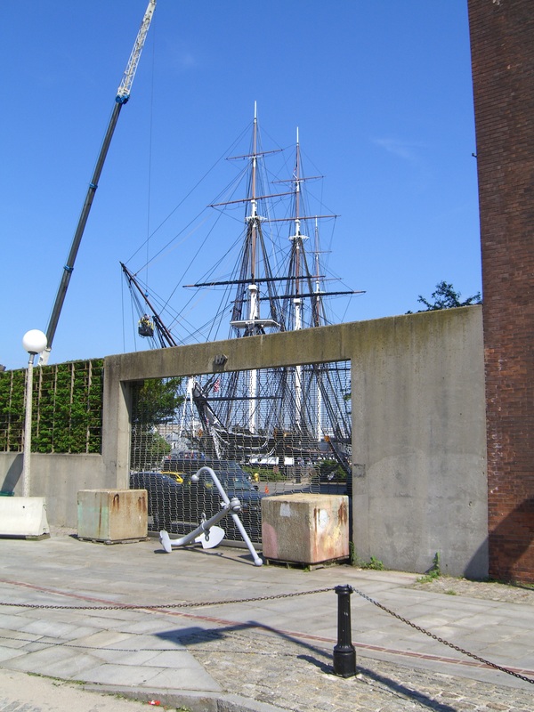 USS Constitution behind the wall