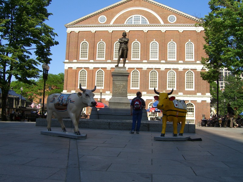 Cows, Samuel Adams, Faneuil Hall and a tourist